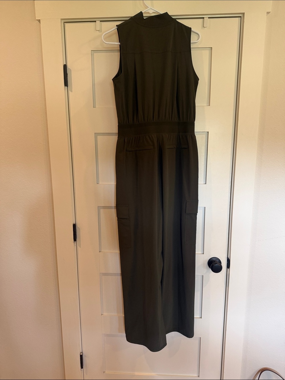 Athleta Brooklyn Olive Green Sleeveless Utility Jumpsuit - Picture 5 of 7